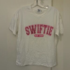 Swiftie White and Pink rhinestone Shirt